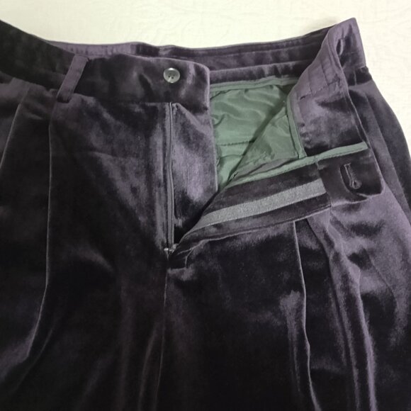 Zara Pants Velvet Wide-Leg Trousers With Side & Back Pockets Size S Purple women - Picture 4 of 13